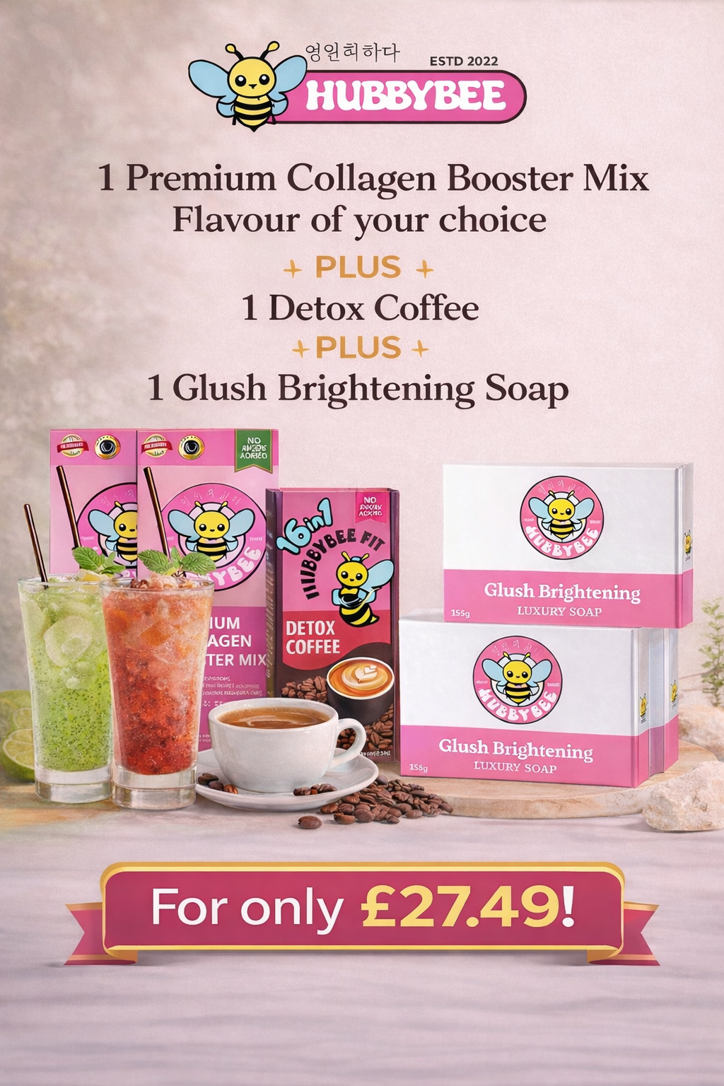 Hubbybee Collagen Drink + Coffee + Soap Bundle!